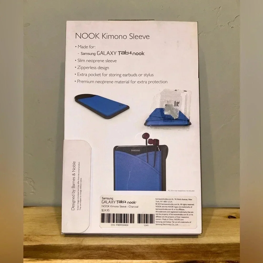NOOK Kimono Neoprene Sleeve. Zipperless design. For Samsung Galaxy Tab4. NWTS!!